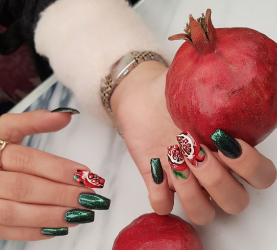 طرح کاشت ناخن مدل یلدایی 1402